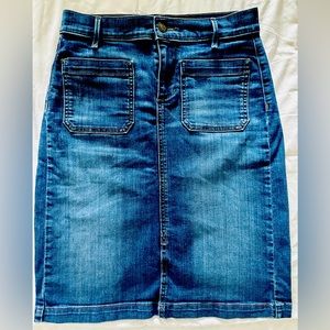 Size 27 Denim skirt with opening in front. Ann Taylor and Loft